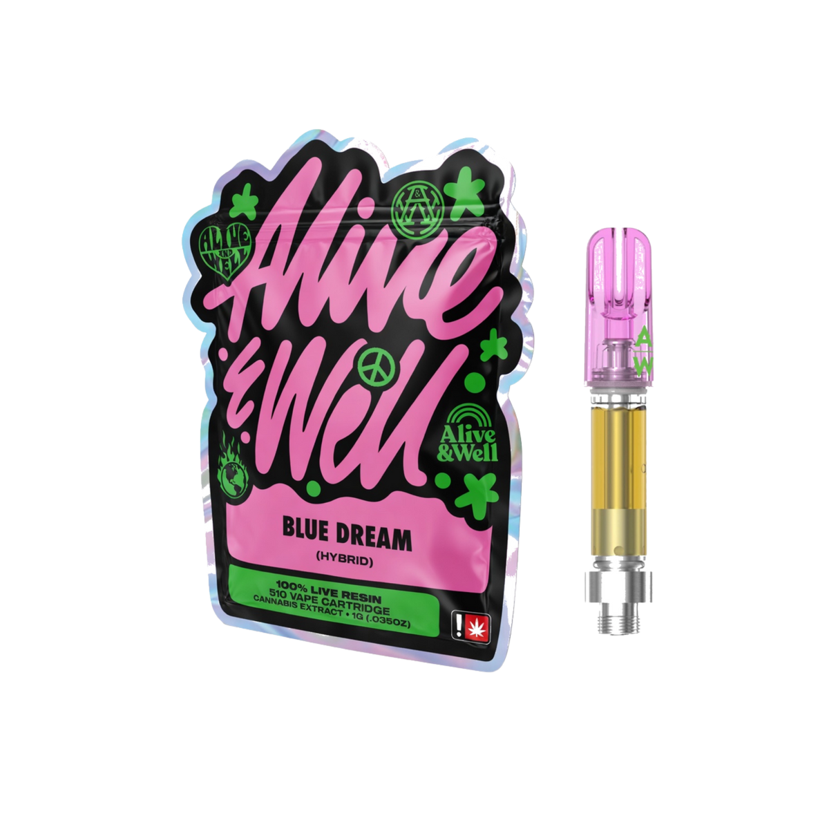 Alive & Well THCa Live Resin 510 Vape Cart - 1 Gram - Hybrid