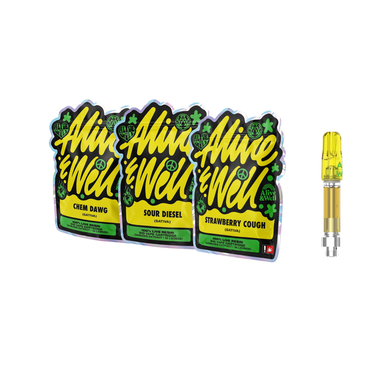 Alive & Well THCa Live Resin 510 Vape Cart - 1 Gram - Sativa