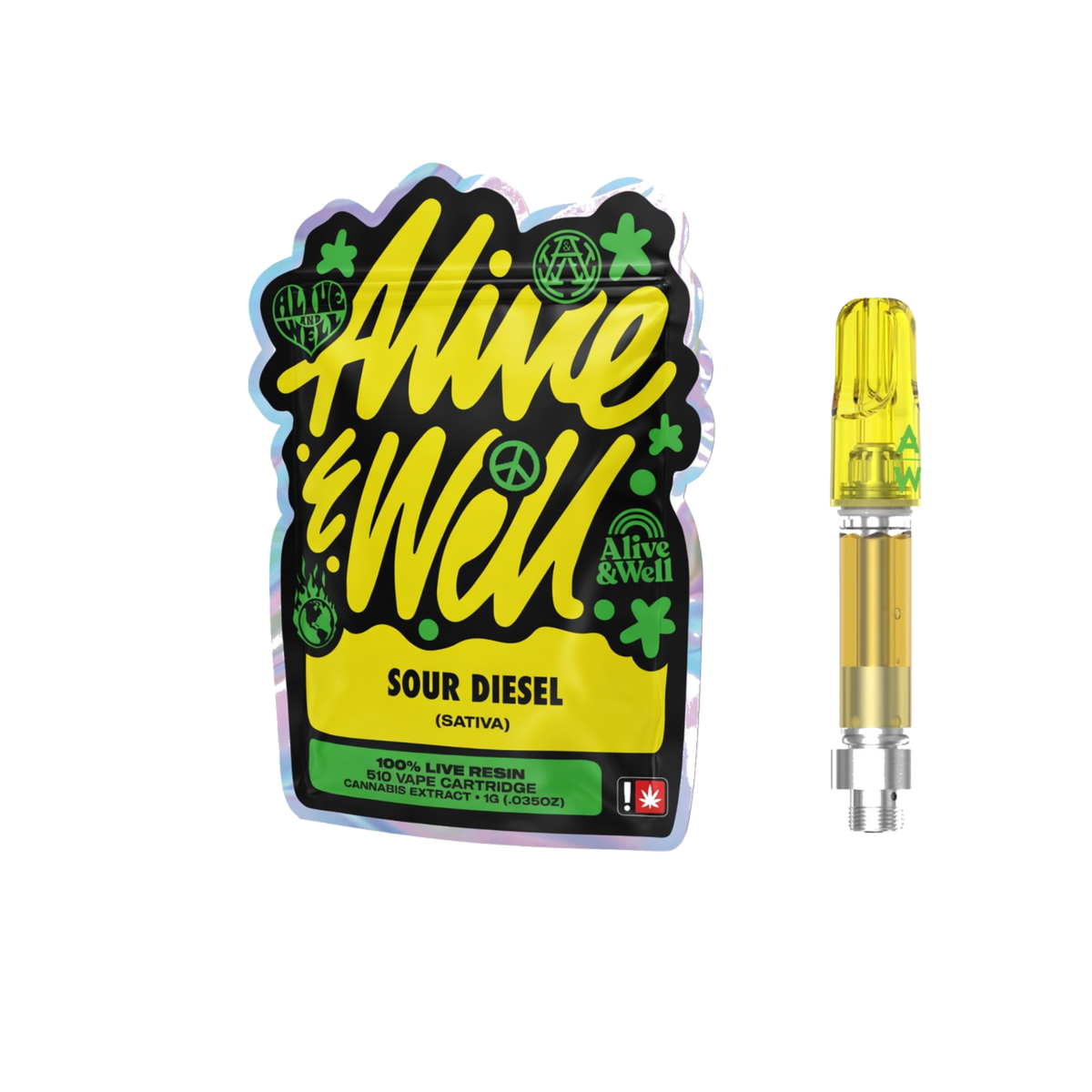 Alive & Well THCa Live Resin 510 Vape Cart - 1 Gram - Sativa