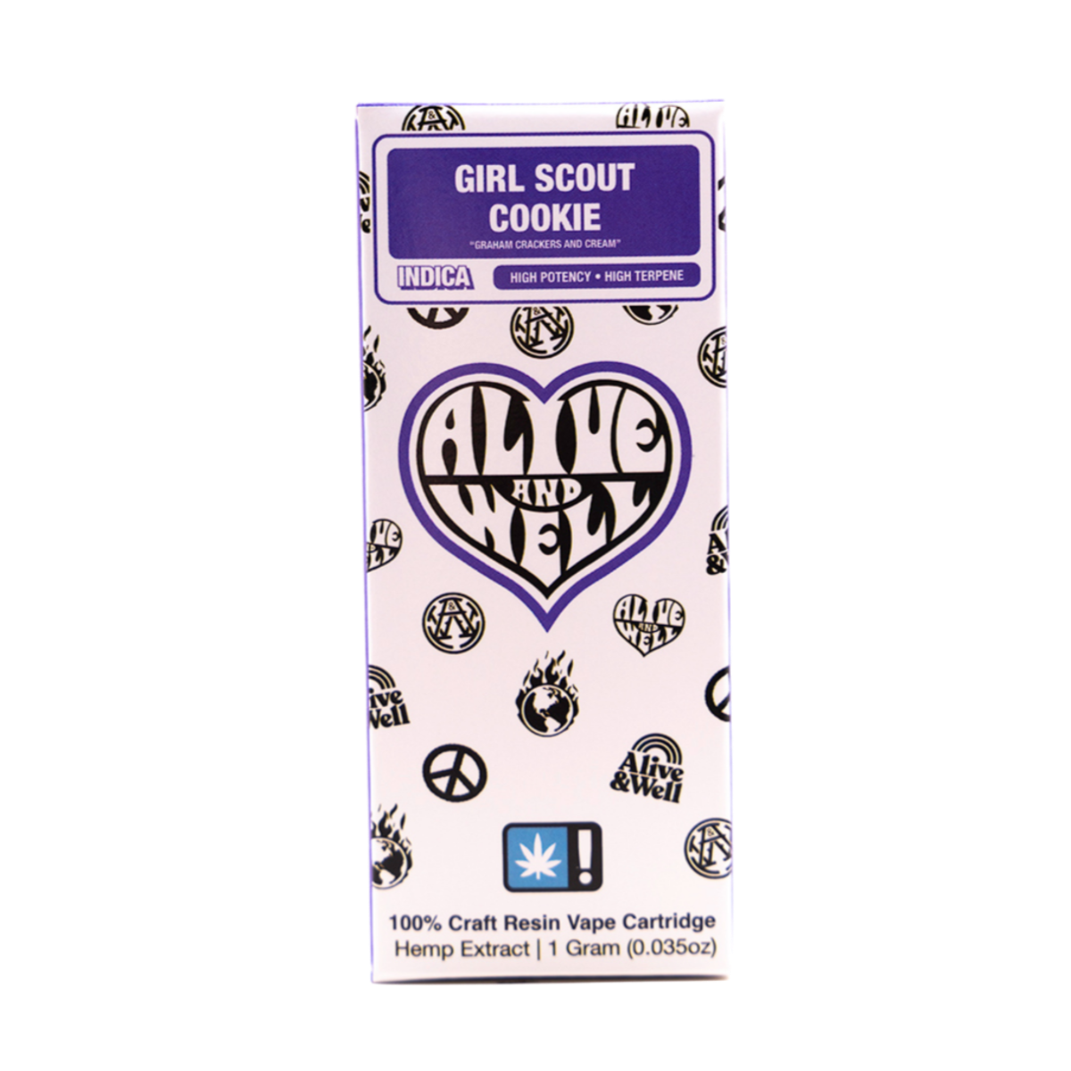 Alive and Well THCA Live Resin 510 Vape Cart - 1 Gram Indica - Girl Scout Cookies