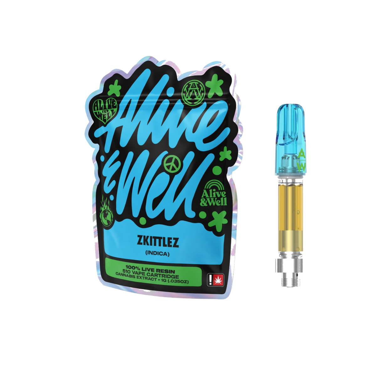 Alive & Well THCa Live Resin 510 Vape Cart - 1 Gram - Indica