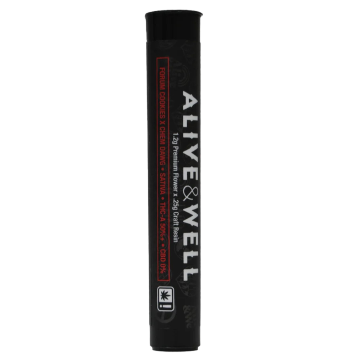 Alive and Well THCA Flower Live Resin Infused Pre Roll - 1.2g Premium Flower + .25 Craft Resin - Sativa - Forum Cookies x Chem Dawg