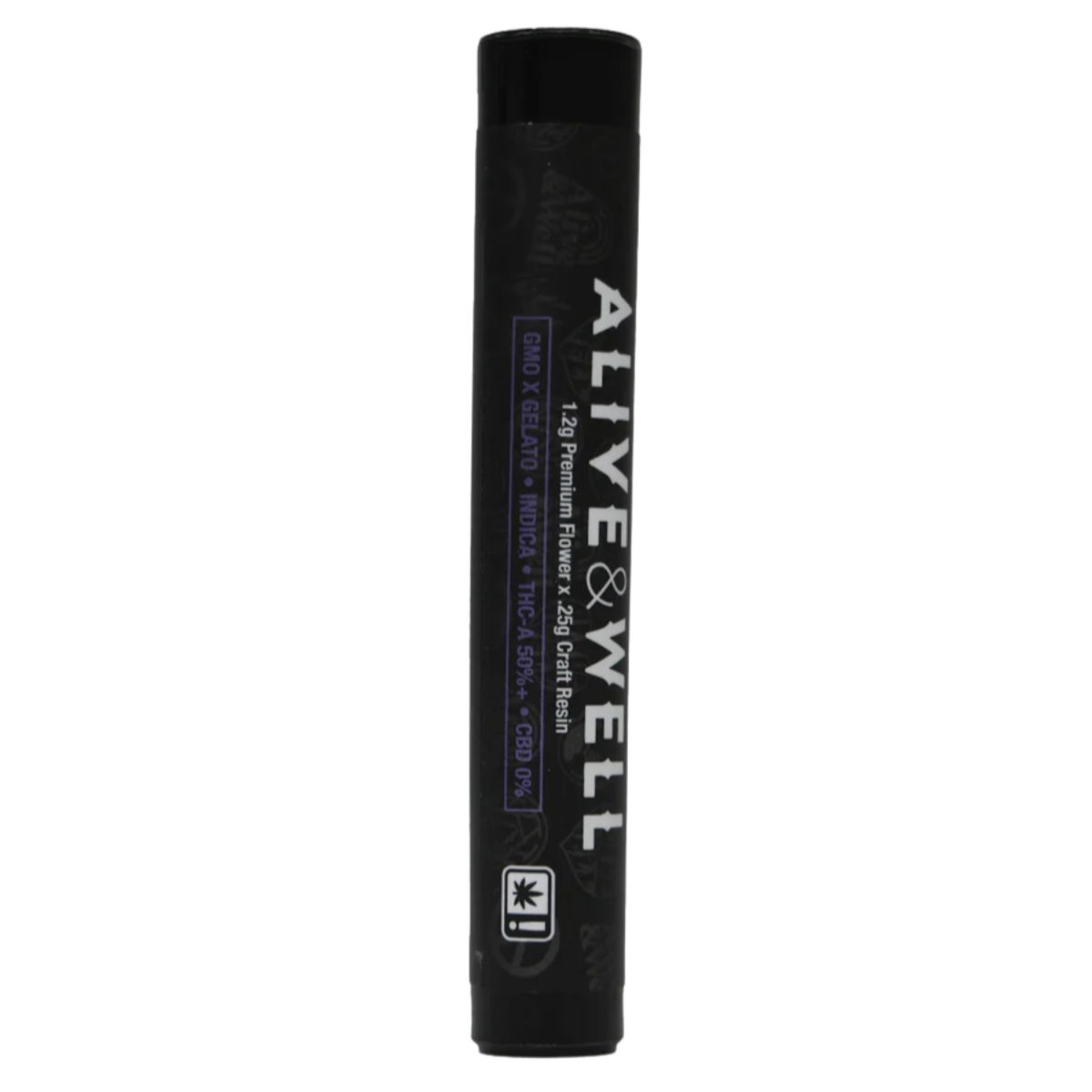 Alive and Well THCA Flower Live Resin Infused Pre Roll - 1.2g Premium Flower + .25 Craft Resin - Indica - GMO x Gelato