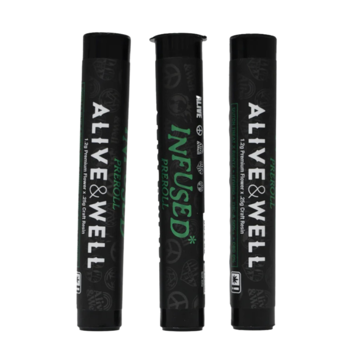 Alive and Well THCA Flower Live Resin Infused Pre Roll - 1.2g Premium Flower + .25 Craft Resin -