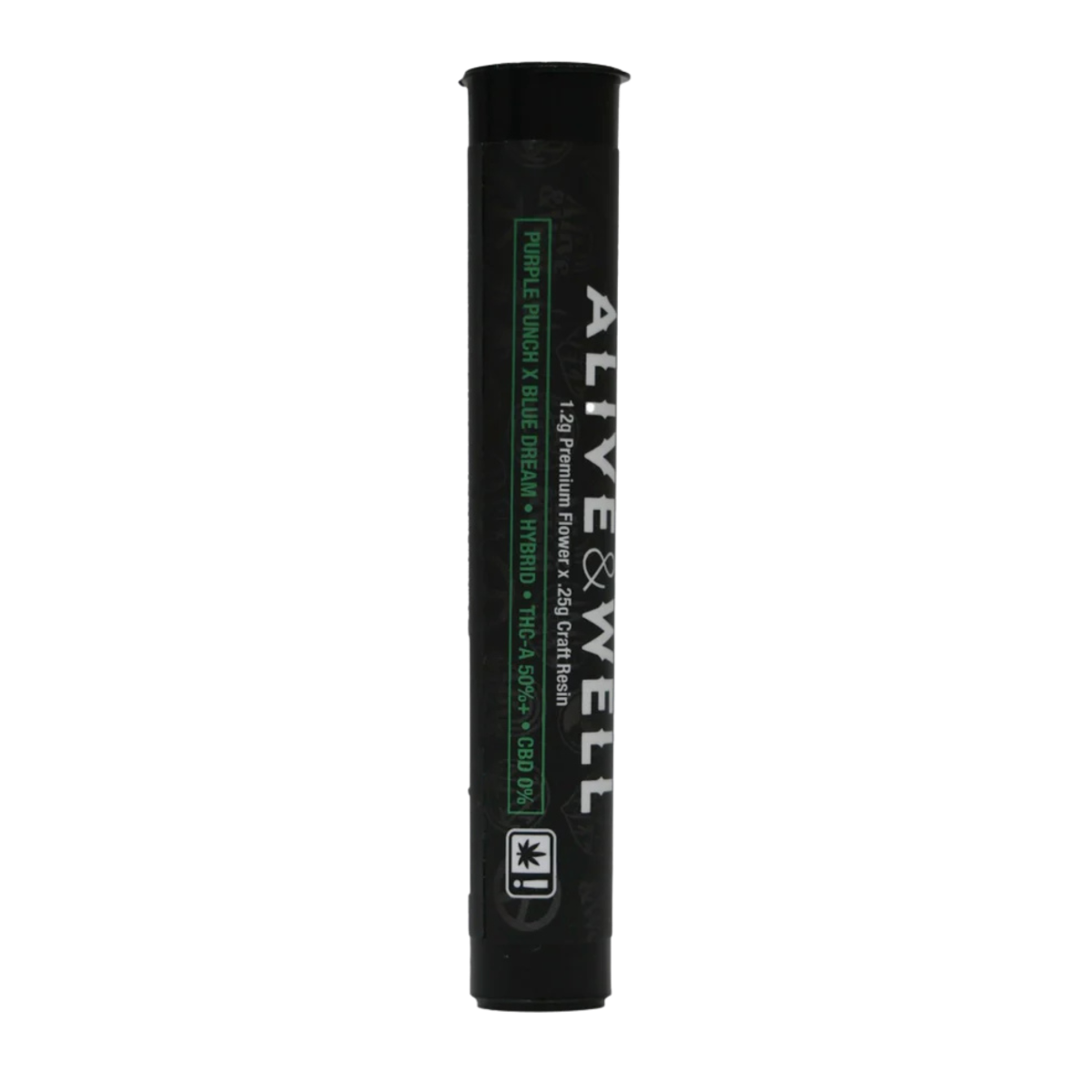 Alive and Well THCA Flower Live Resin Infused Pre Roll - 1.2g Premium Flower + .25 Craft Resin - Hybrid - Purple Punch x Blue Dream