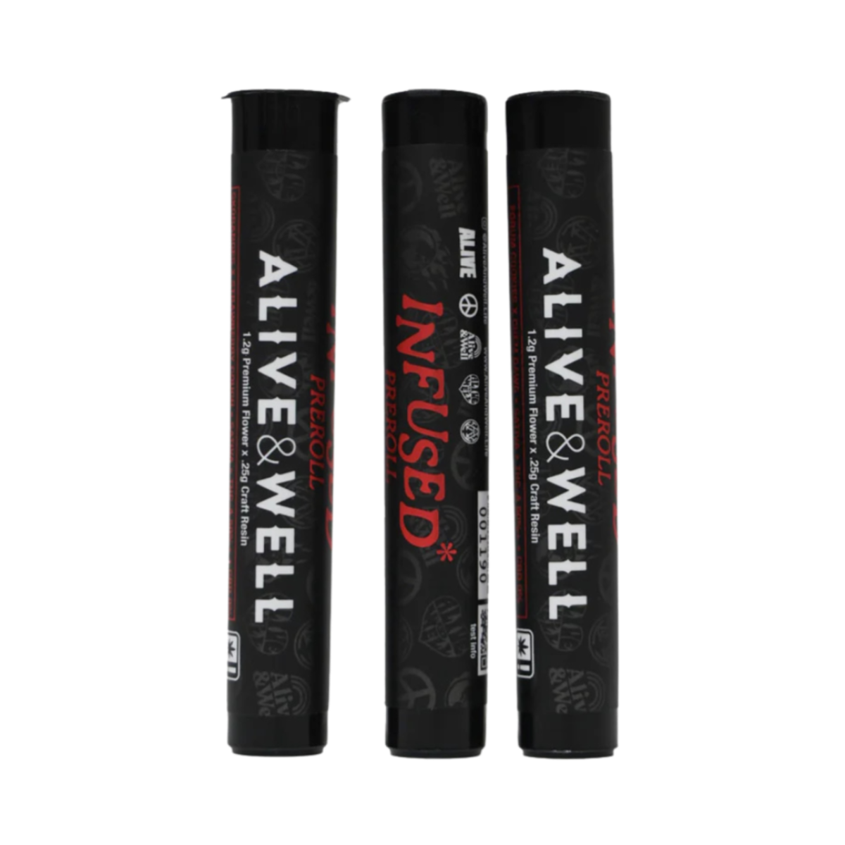 Alive and Well THCA Flower Live Resin Infused Pre Roll - 1.2g Premium Flower + .25 Craft Resin -
