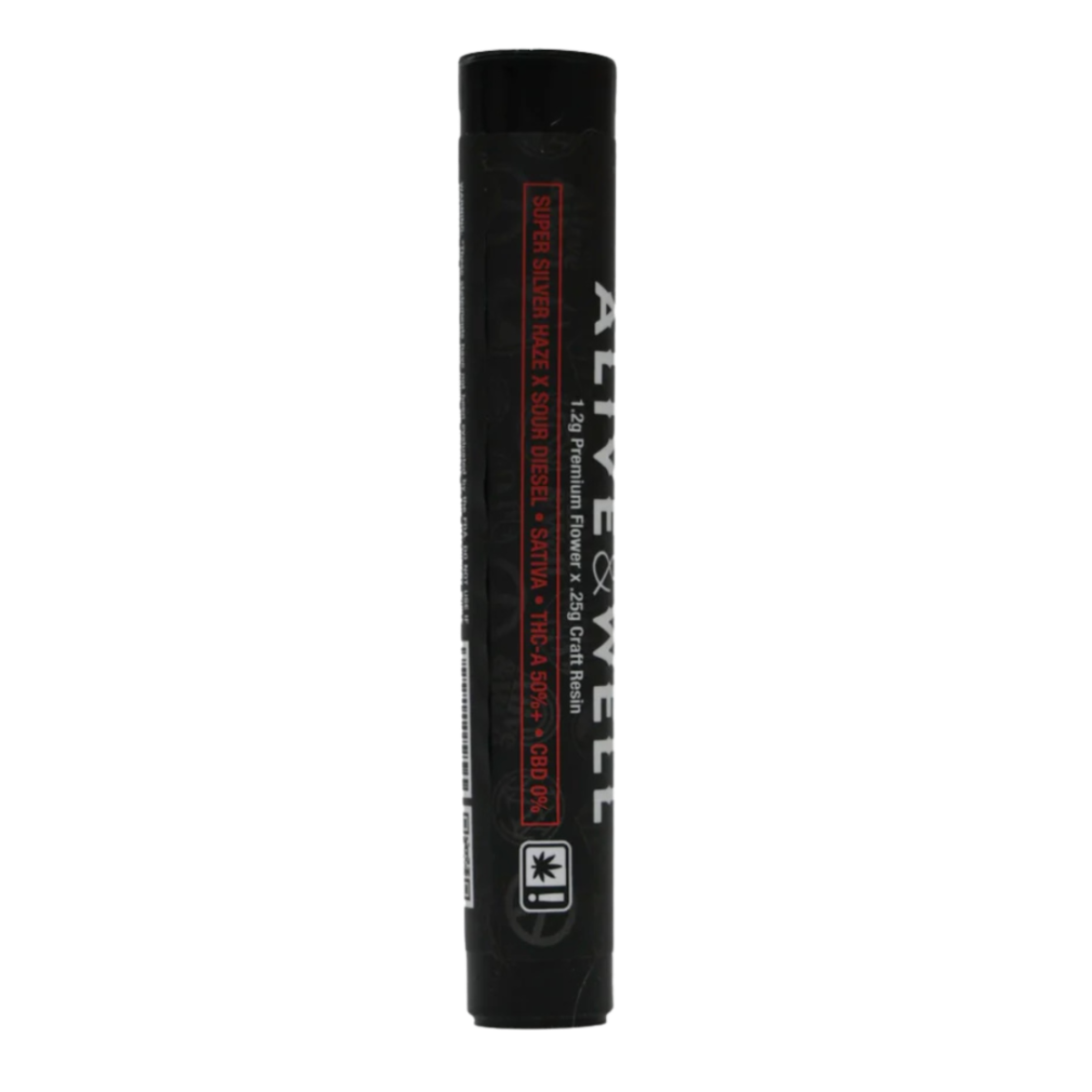 Alive and Well THCA Flower Live Resin Infused Pre Roll - 1.2g Premium Flower + .25 Craft Resin - Sativa - Super Silver Haze x Sour Diesel