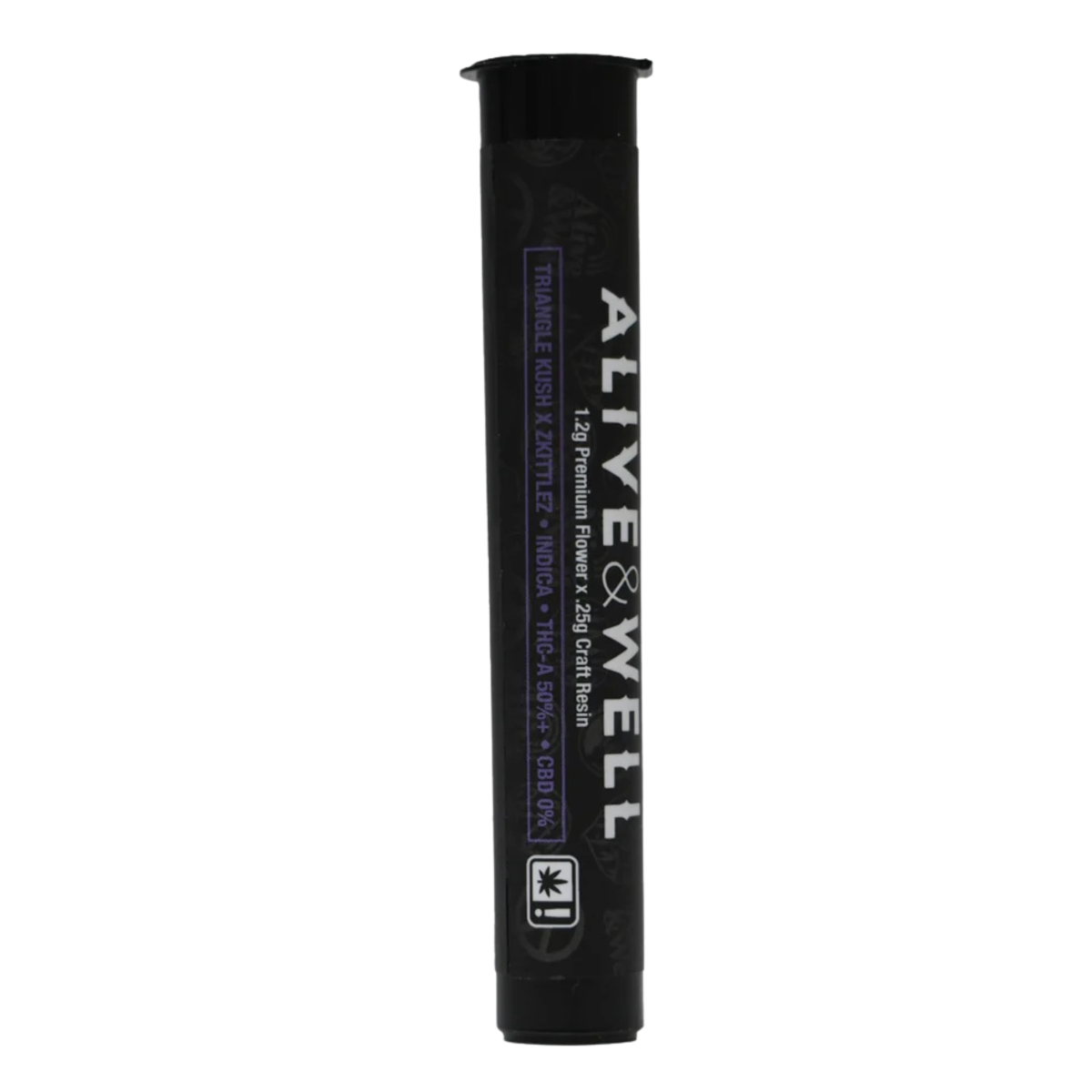 Alive and Well THCA Flower Live Resin Infused Pre Roll - 1.2g Premium Flower + .25 Craft Resin - Indica - Triangle Kush x Zkittlez