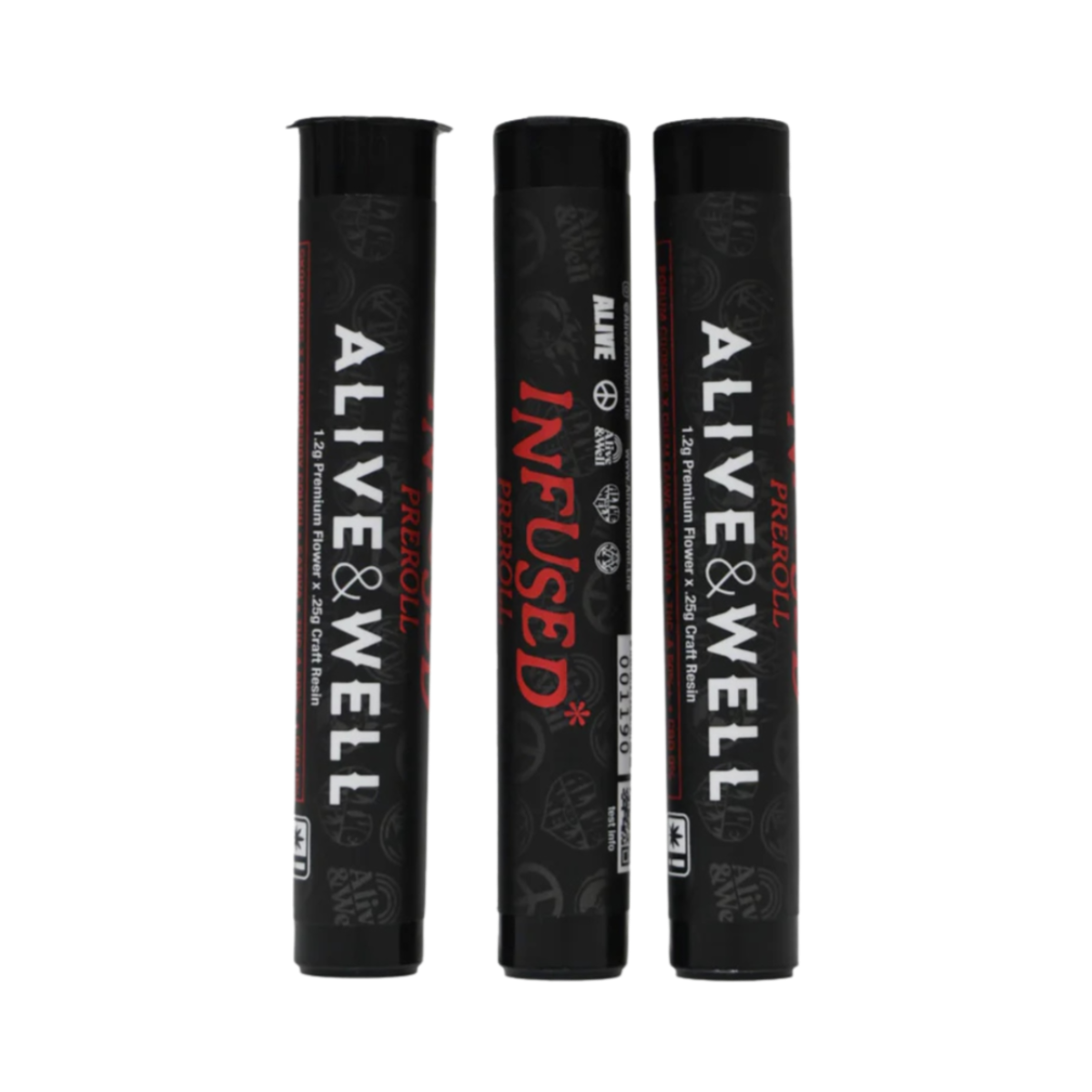 Alive and Well THCA Flower Live Resin Infused Pre Roll - 1.2g Premium Flower + .25 Craft Resin -