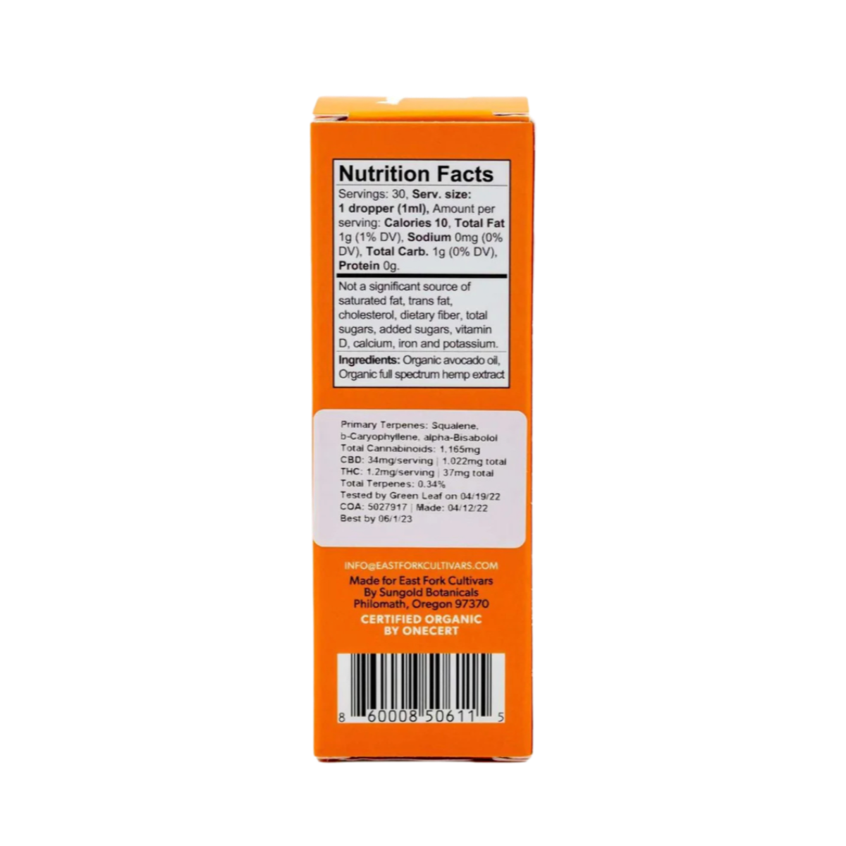 East Fork Cultivars Organic Full Spectrum CBD Oil 1000mg