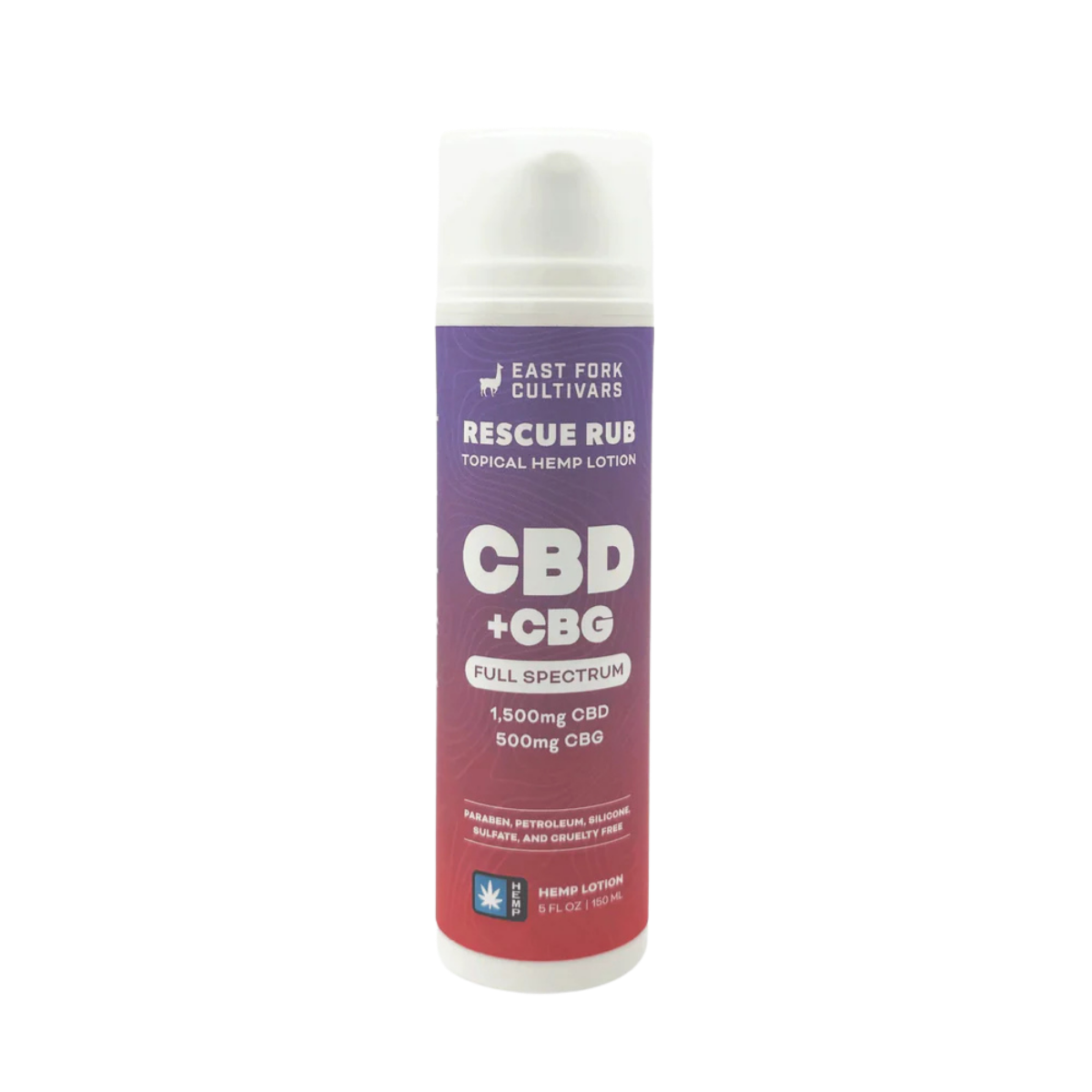East Fork Cultivars - Rescue Rub Extra Strength Lotion - 1500mg CBD + 500mg CBG - Full Spectrum