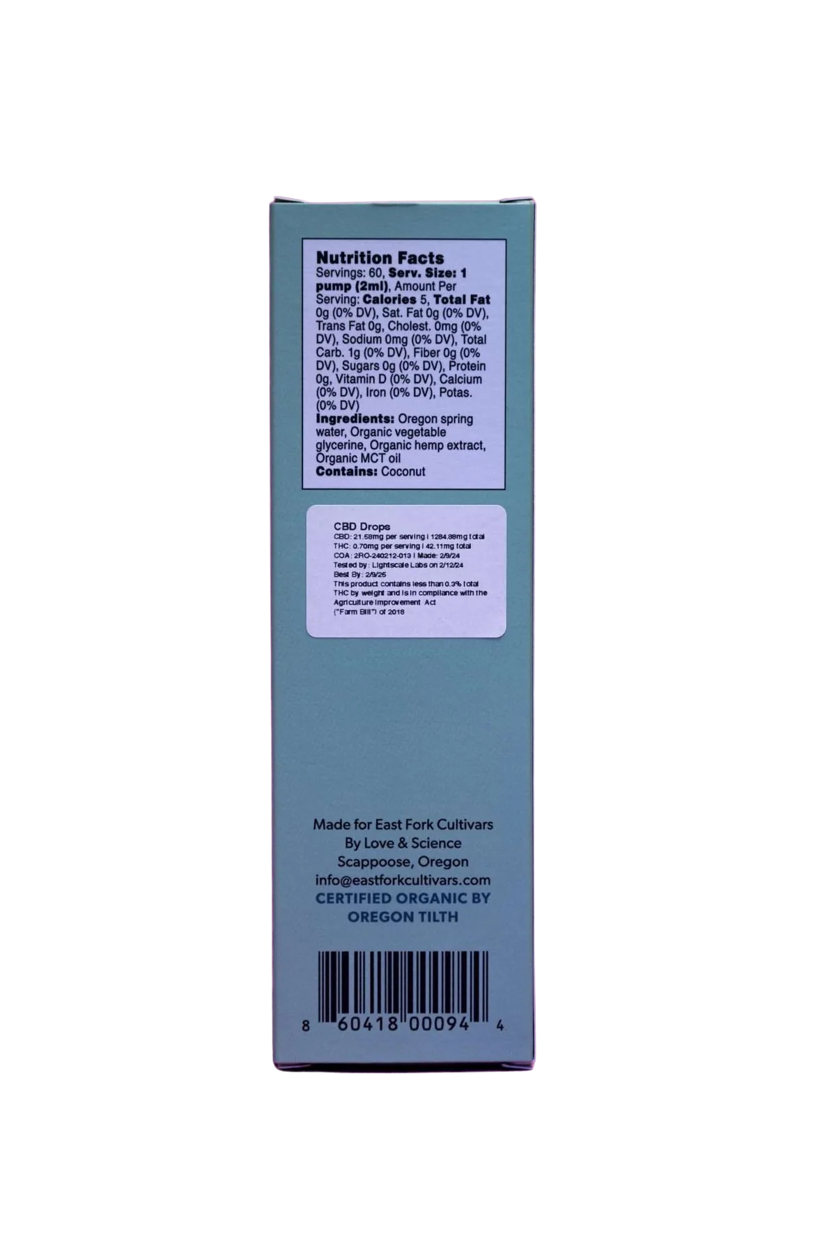 East Fork Cultivars Organic Full Spectrum Beverage Enhancer - 1200mg CBD Drops