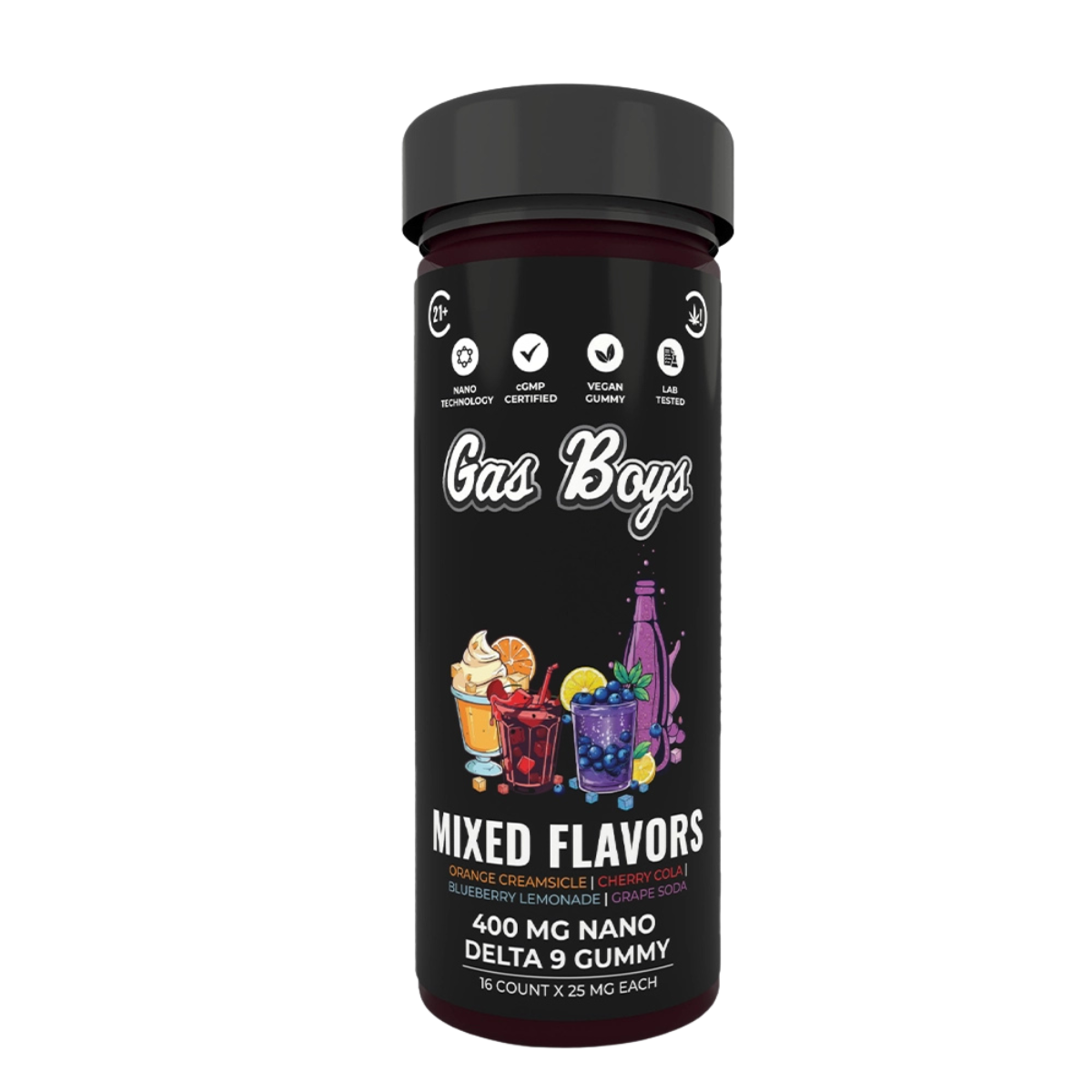 Gas Boys Nano Gummies Delta 9 THC 400mg - 16 Count x 25mg -