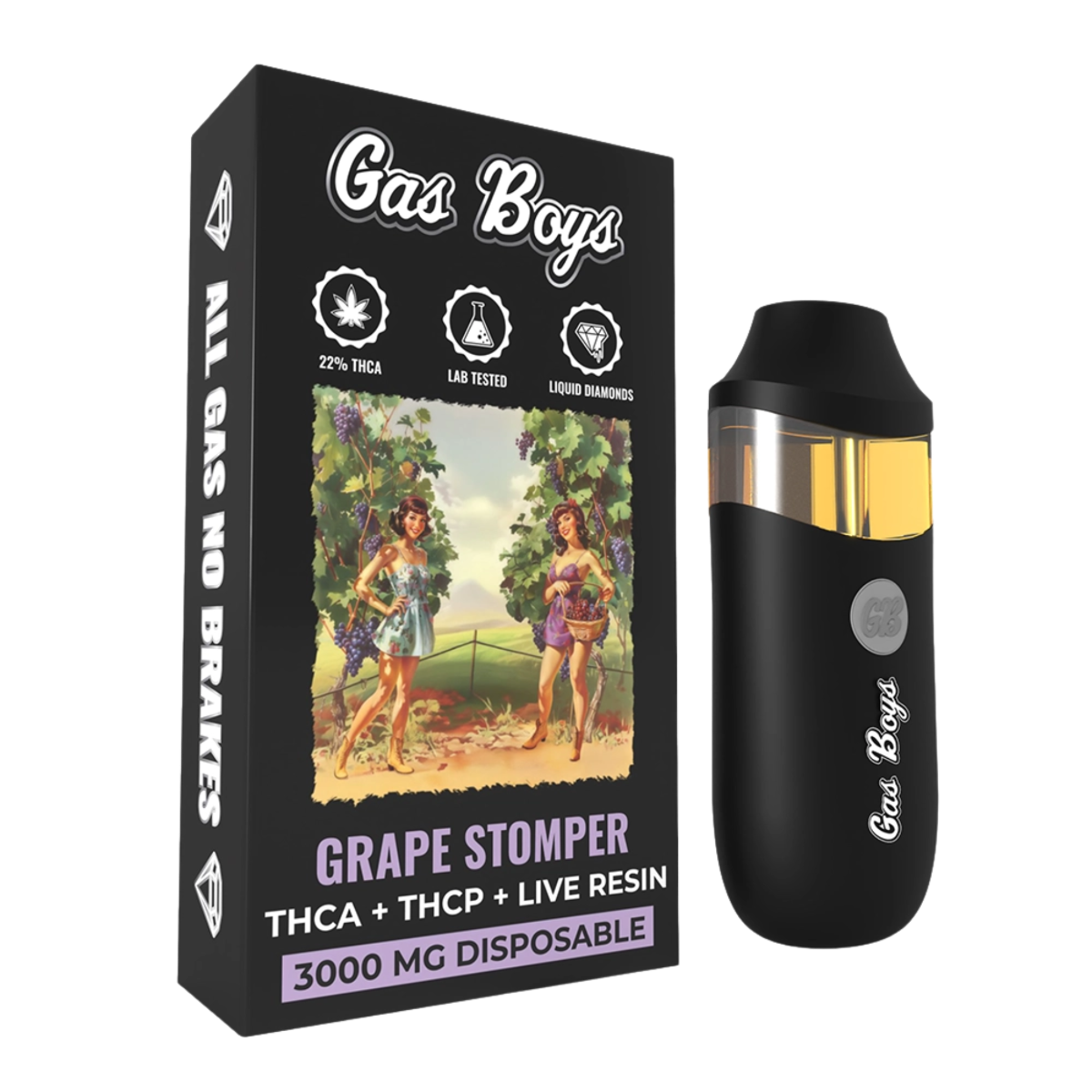 Gas Boys Disposable Vape THCA + THCP + Live Resin 3000mg Indica - Grape Stomper
