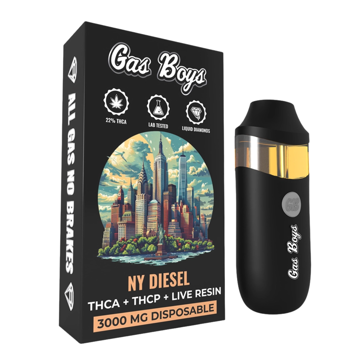 Gas Boys Disposable Vape THCA + THCP + Live Resin 3000mg Sativa - NY Diesel