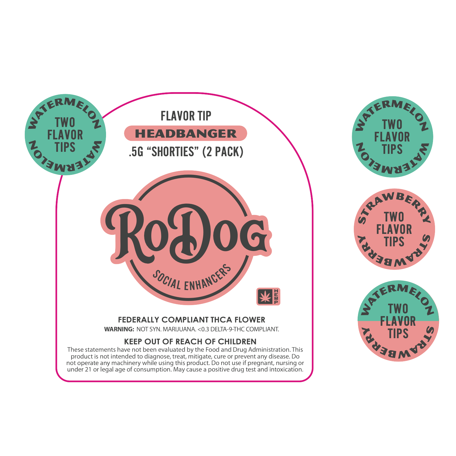 RoDog - Shorties - Full Flower Pre Rolls - Flavor Tips - .7g - 2 Pack