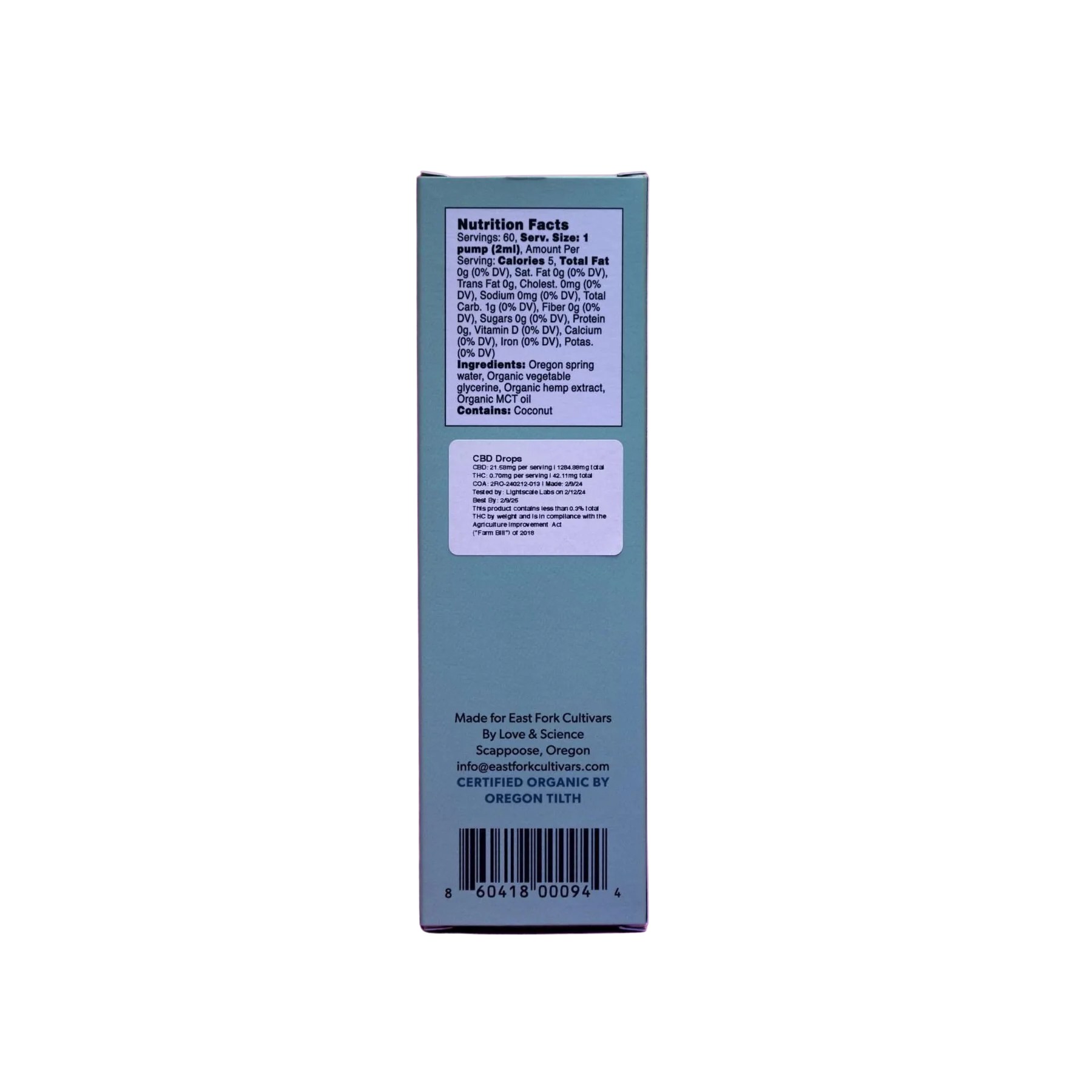 East Fork Cultivars Organic Full Spectrum Beverage Enhancer - 1200mg CBD Drops