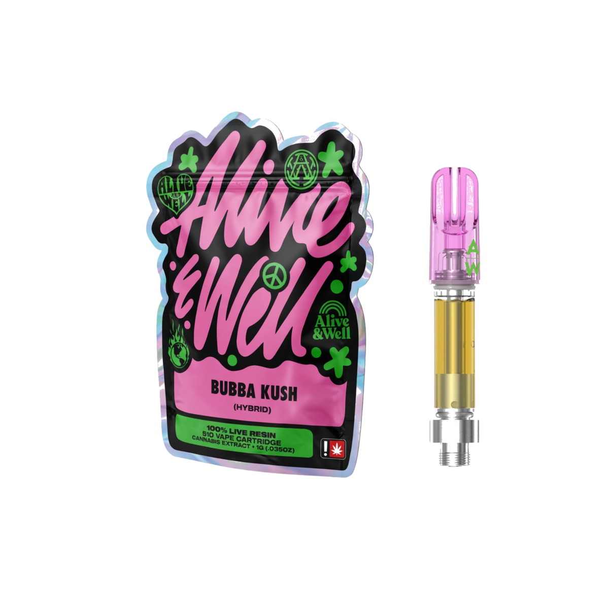 Alive &amp; Well THCa Live Resin 510 Vape Cart - 1 Gram - Hybrid
