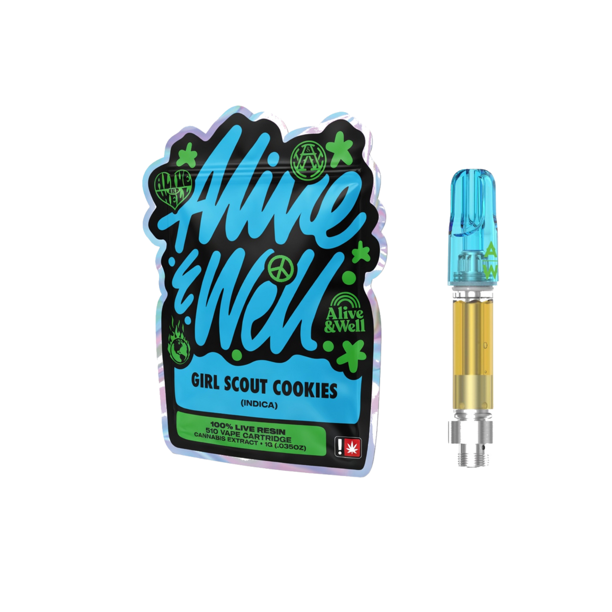 Alive &amp; Well THCa Live Resin 510 Vape Cart - 1 Gram - Indica