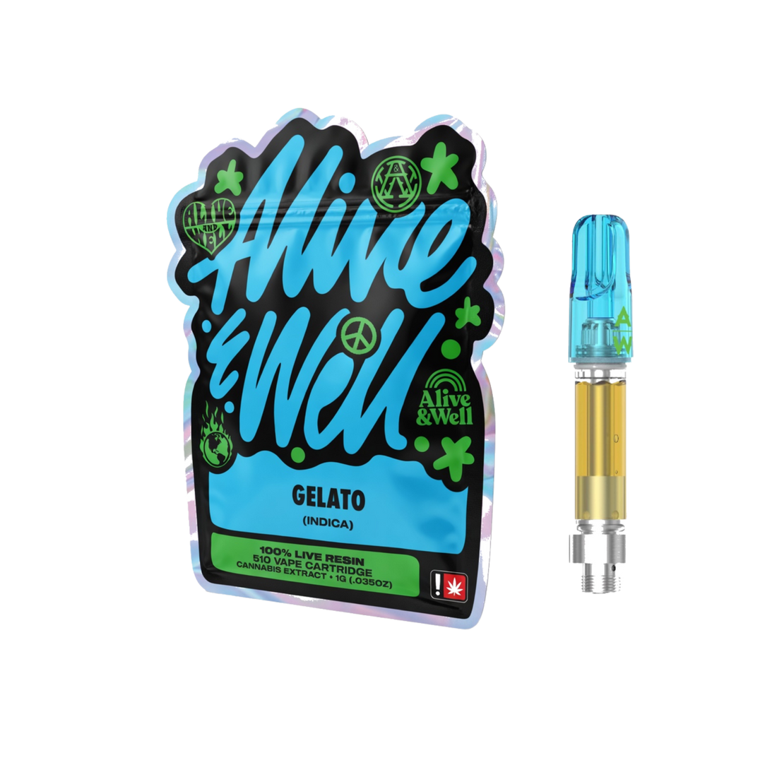 Alive &amp; Well THCa Live Resin 510 Vape Cart - 1 Gram - Indica