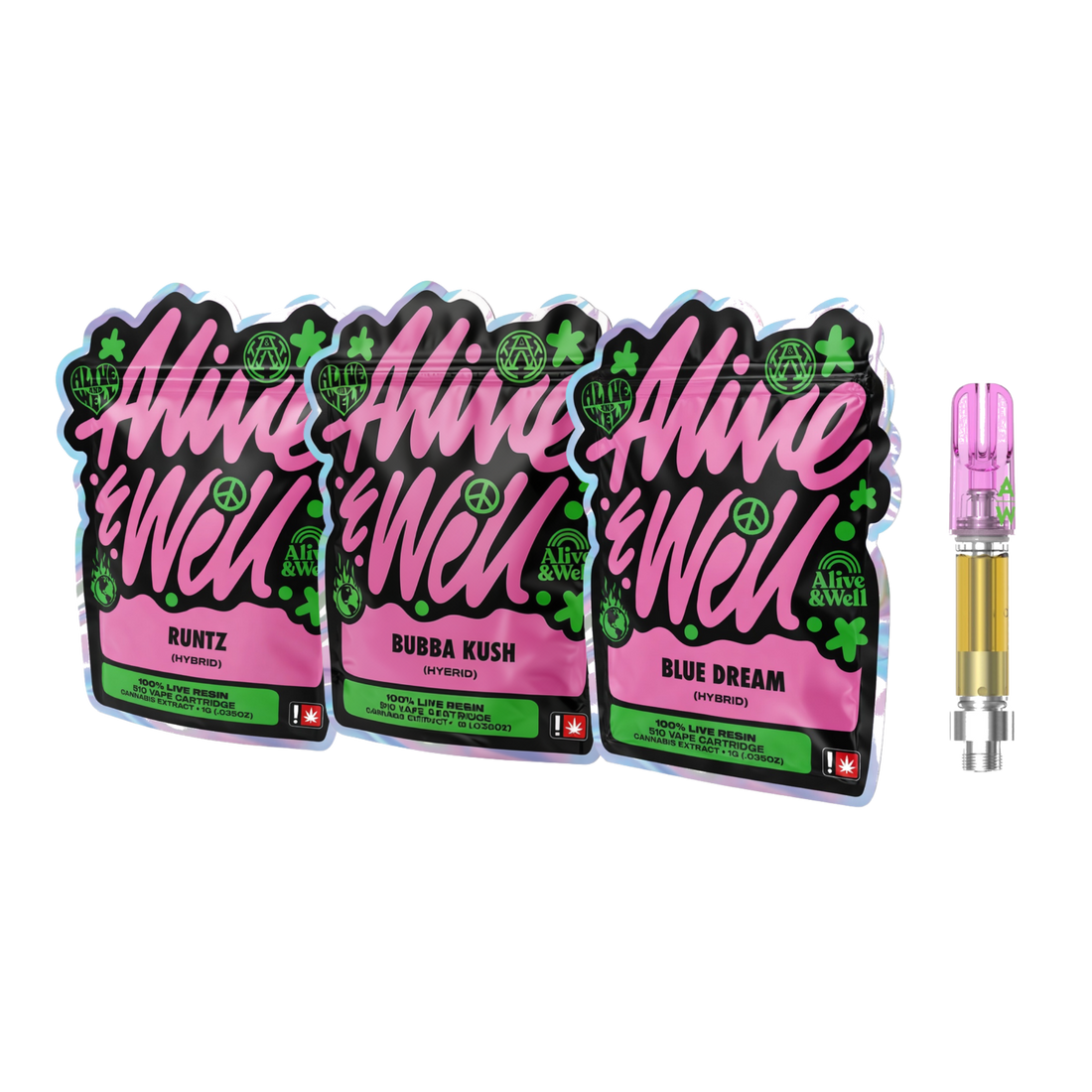 Alive &amp; Well THCa Live Resin 510 Vape Cart - 1 Gram - Hybrid