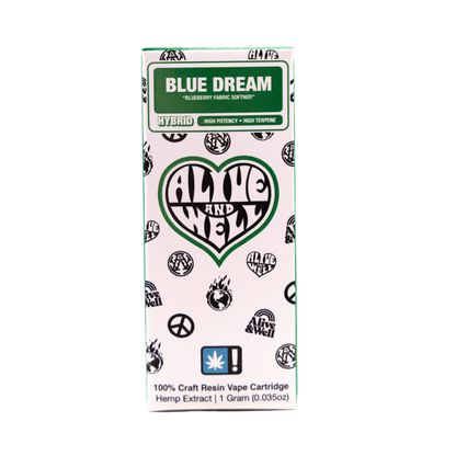 Alive and Well THCA Live Resin 510 Vape Cart - 1 Gram Hybrid - Blue Dream