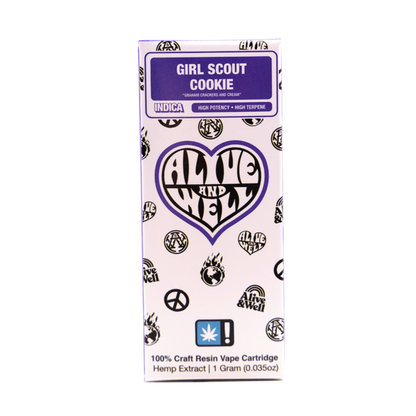 Alive and Well THCA Live Resin 510 Vape Cart - 1 Gram Indica - Girl Scout Cookies