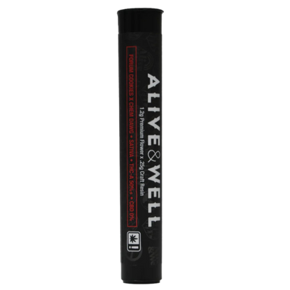 Alive and Well THCA Flower Live Resin Infused Pre Roll - 1.2g Premium Flower + .25 Craft Resin - Sativa - Forum Cookies x Chem Dawg