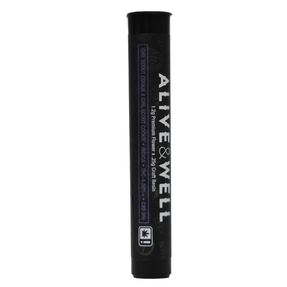 Alive and Well THCA Flower Live Resin Infused Pre Roll - 1.2g Premium Flower + .25 Craft Resin - Indica - Girl Scout Cookies x Girl Scout Cookies