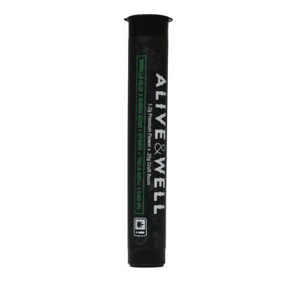Alive and Well THCA Flower Live Resin Infused Pre Roll - 1.2g Premium Flower + .25 Craft Resin - Hybrid - Gorilla Glue x Bubba Kush