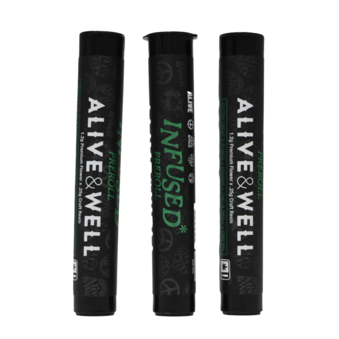 Alive and Well THCA Flower Live Resin Infused Pre Roll - 1.2g Premium Flower + .25 Craft Resin -
