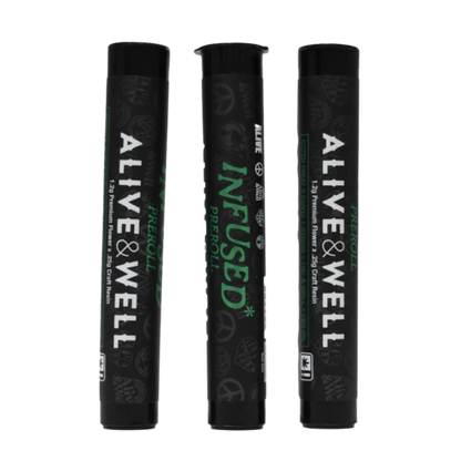 Alive and Well THCA Flower Live Resin Infused Pre Roll - 1.2g Premium Flower + .25 Craft Resin -