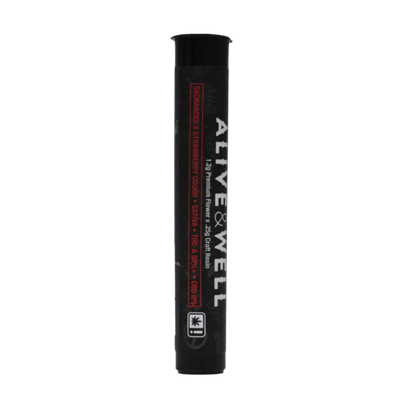 Alive and Well THCA Flower Live Resin Infused Pre Roll - 1.2g Premium Flower + .25 Craft Resin - Sativa - Skoranges x Strawberry Cough