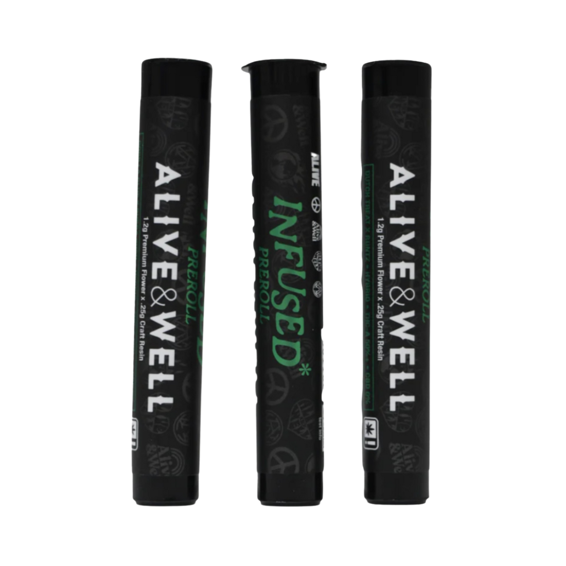 Alive &amp; Well THCa Flower Live Resin Infused Pre Roll - Strain Specific - 1.2g Premium Flower + .25 Craft Resin - Hybrid