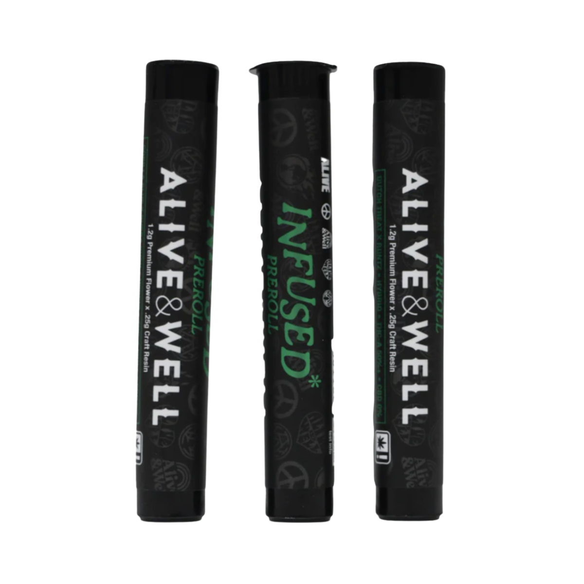 Alive &amp; Well THCa Flower Live Resin Infused Pre Roll - Strain Specific - 1.2g Premium Flower + .25 Craft Resin - Hybrid