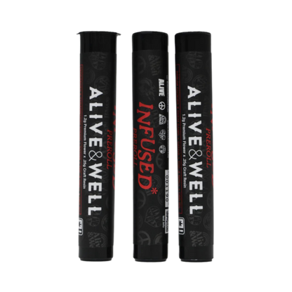 Alive and Well THCA Flower Live Resin Infused Pre Roll - 1.2g Premium Flower + .25 Craft Resin -