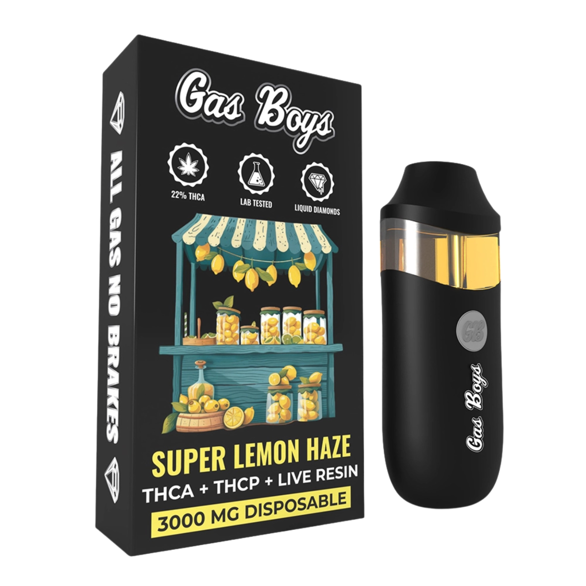 Gas Boys Disposable Vape THCA + THCP + Live Resin 3000mg Sativa Hybrid - Super Lemon Haze