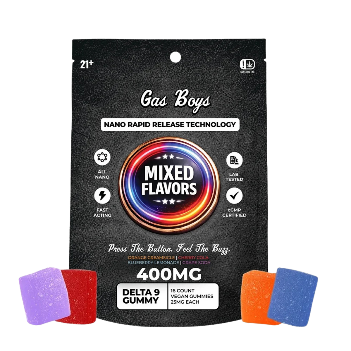 Gas Boys Nano Gummies Delta 9 THC 400mg - 16 Count x 25mg