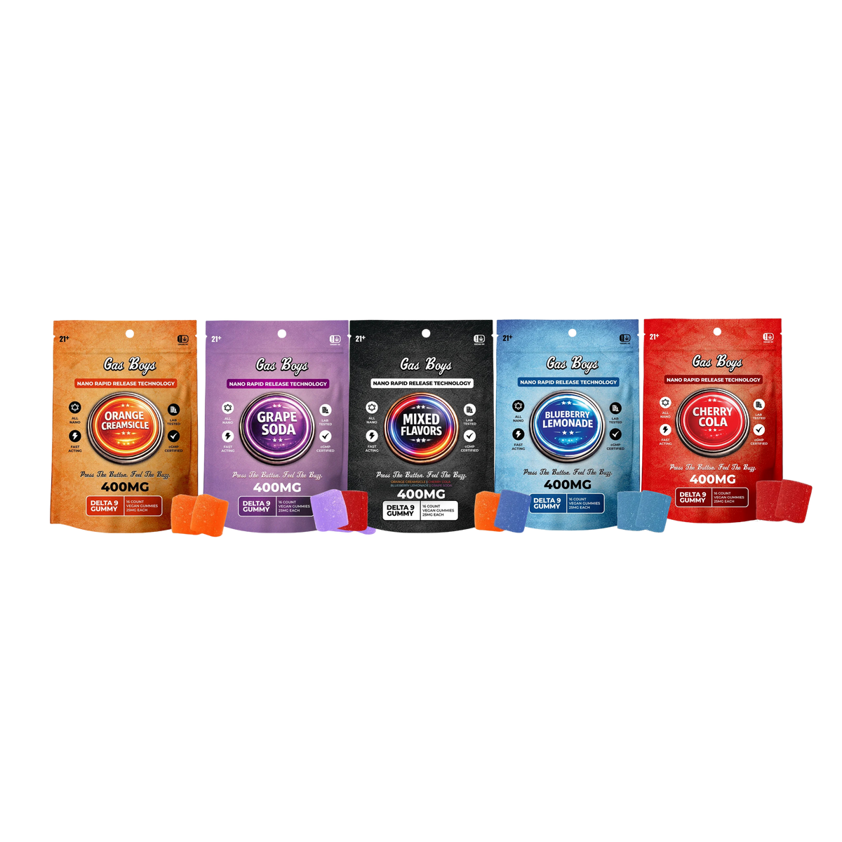 Gas Boys Nano Gummies Delta 9 THC 400mg - 16 Count x 25mg