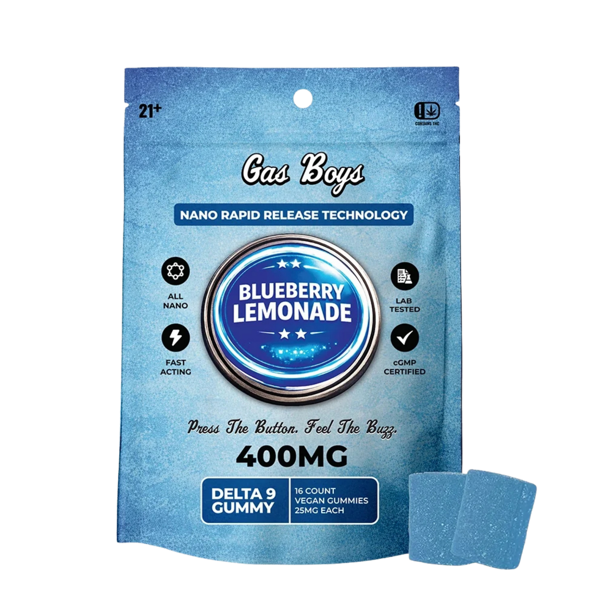 Gas Boys Nano Gummies Delta 9 THC 400mg - 16 Count x 25mg