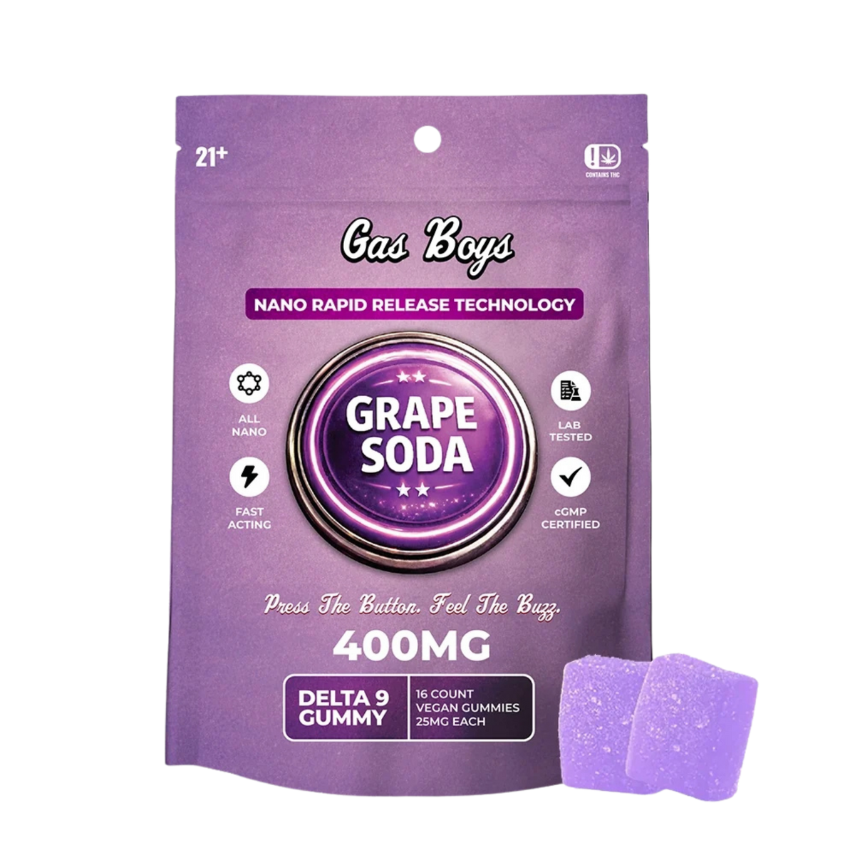 Gas Boys Nano Gummies Delta 9 THC 400mg - 16 Count x 25mg