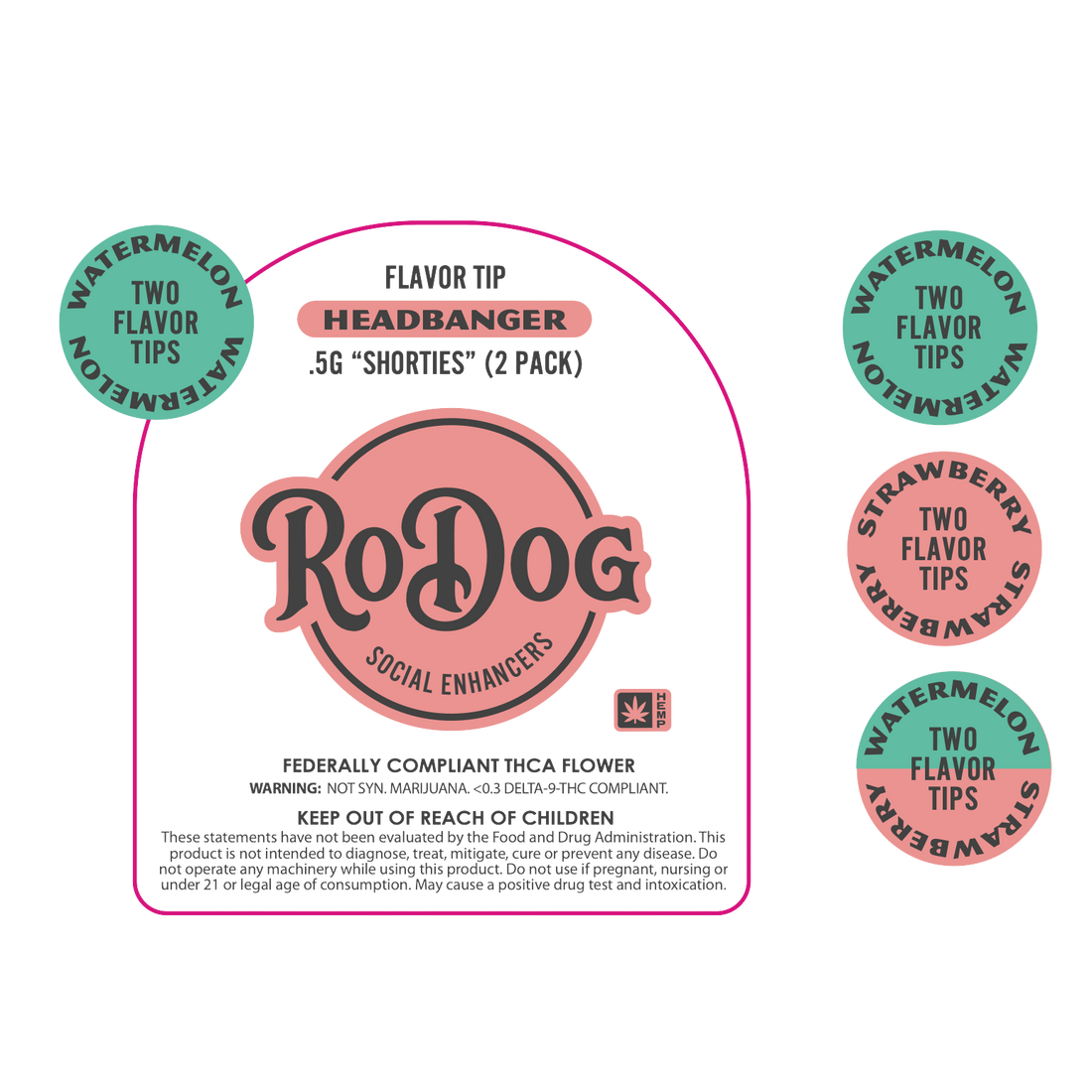 RoDog - Shorties - Full Flower Pre Rolls - Flavor Tips - .7g - 2 Pack