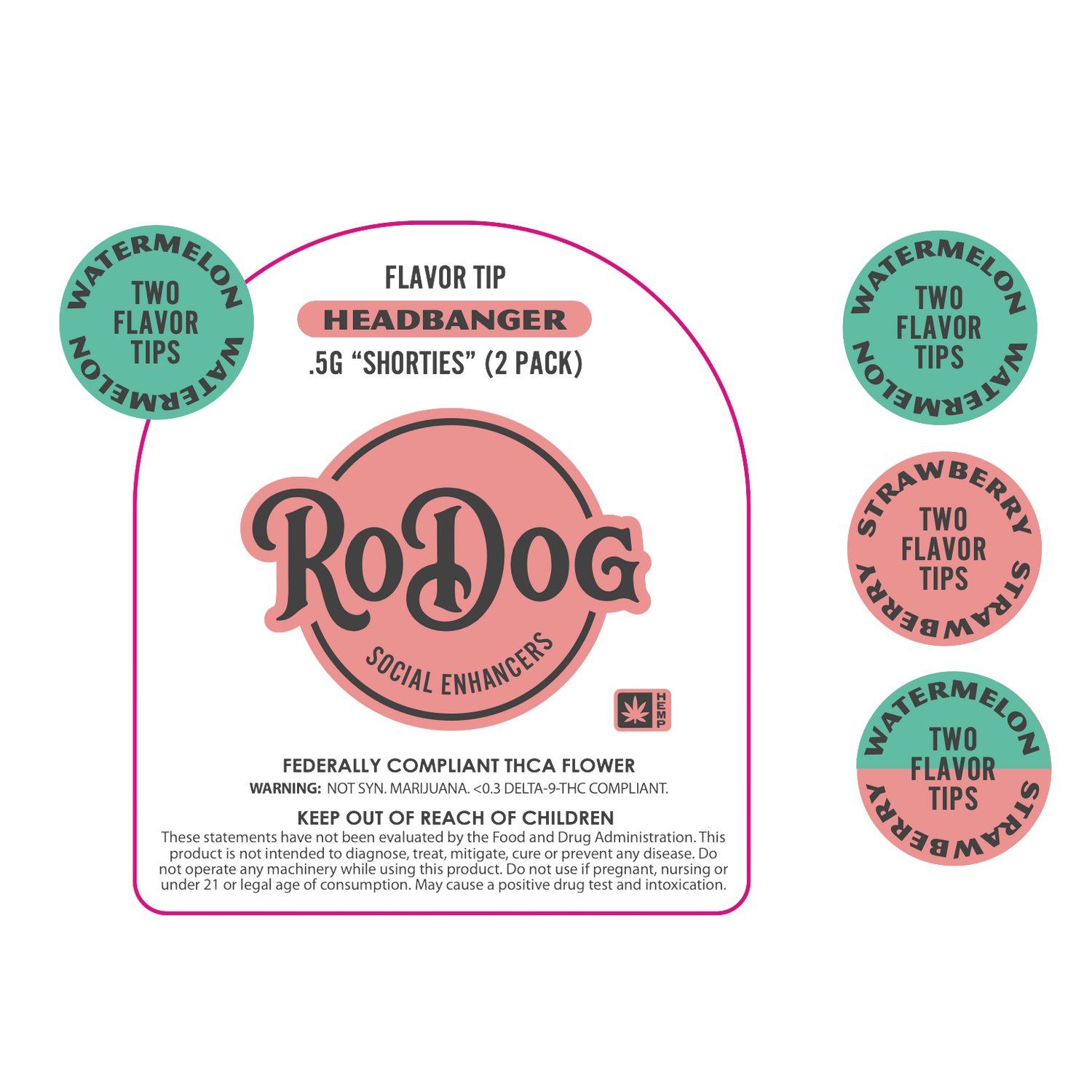 RoDog - Shorties - Full Flower Pre Rolls - Flavor Tips - .7g - 2 Pack