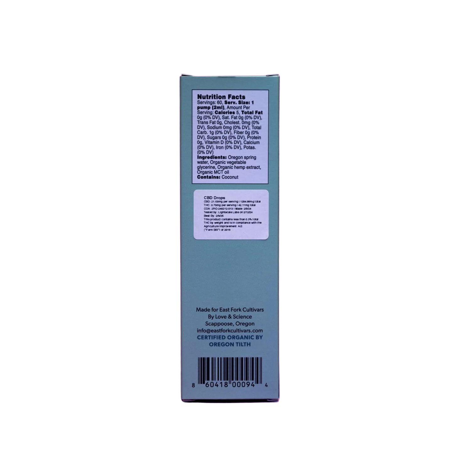 East Fork Cultivars Organic Full Spectrum Beverage Enhancer - 1200mg CBD Drops