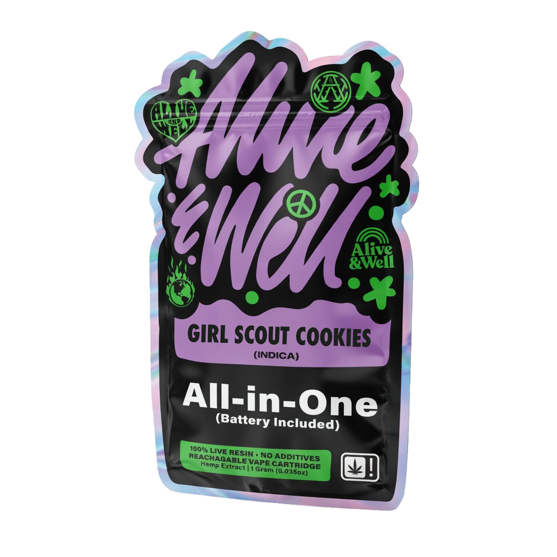 Alive &amp; Well THCa Live Resin All-in-One - 1 Gram - Indica Indica - Girl Scout Cookies