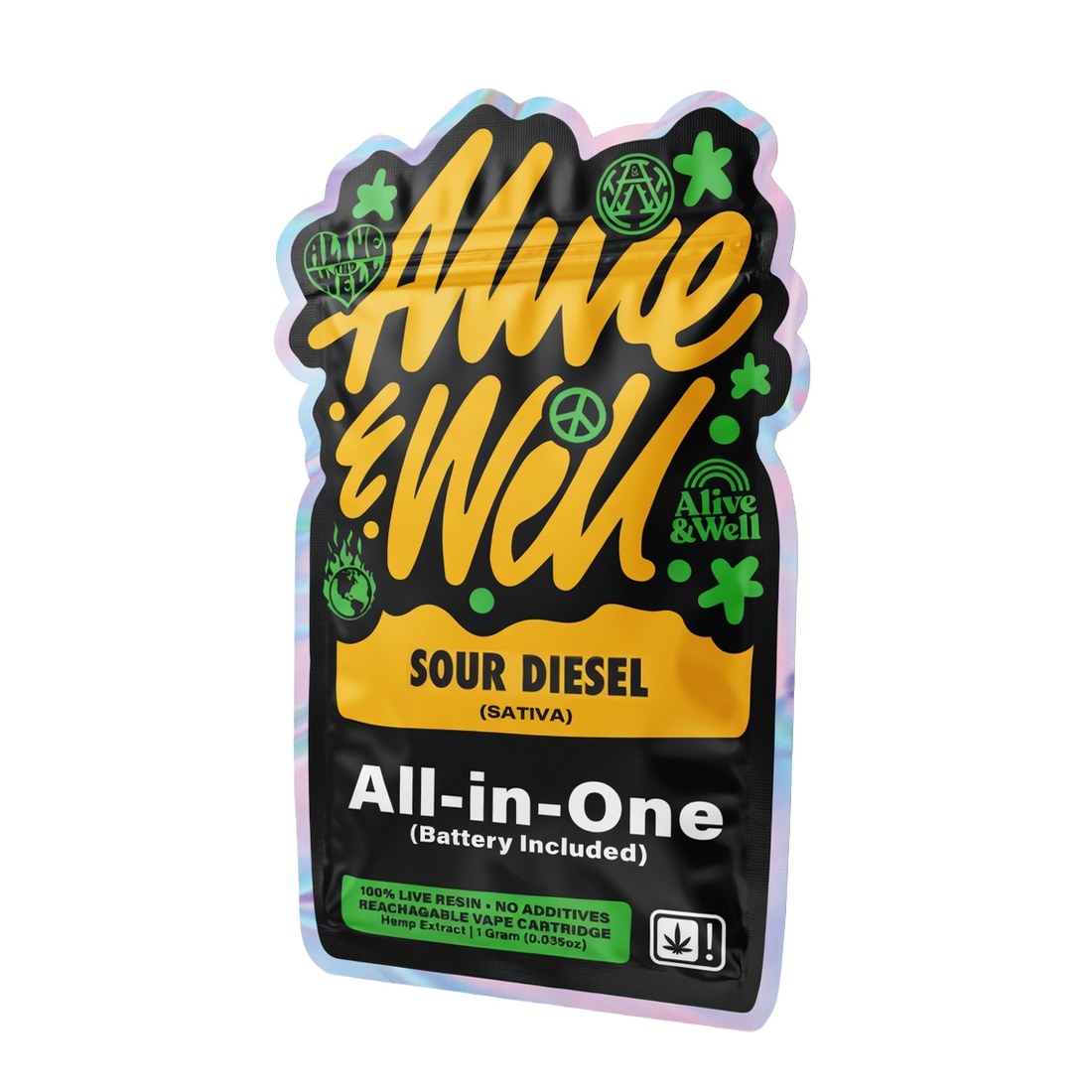 Alive &amp; Well THCa Live Resin All-in-One - 1 Gram - Sativa Sativa - Sour Diesel